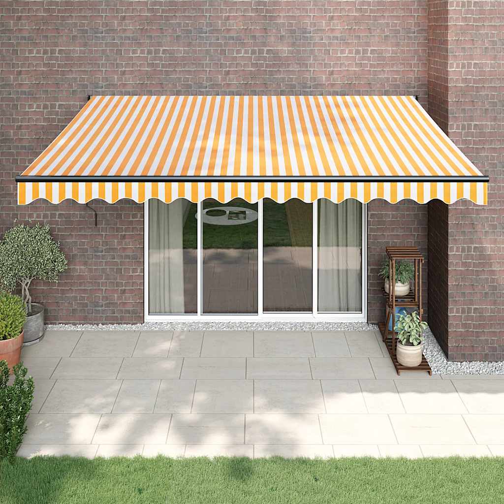 Luifel automatisch uitschuifbaar 4x3 m geel en wit is nu te koop bij PeponiXL, paradijselijk wonen!