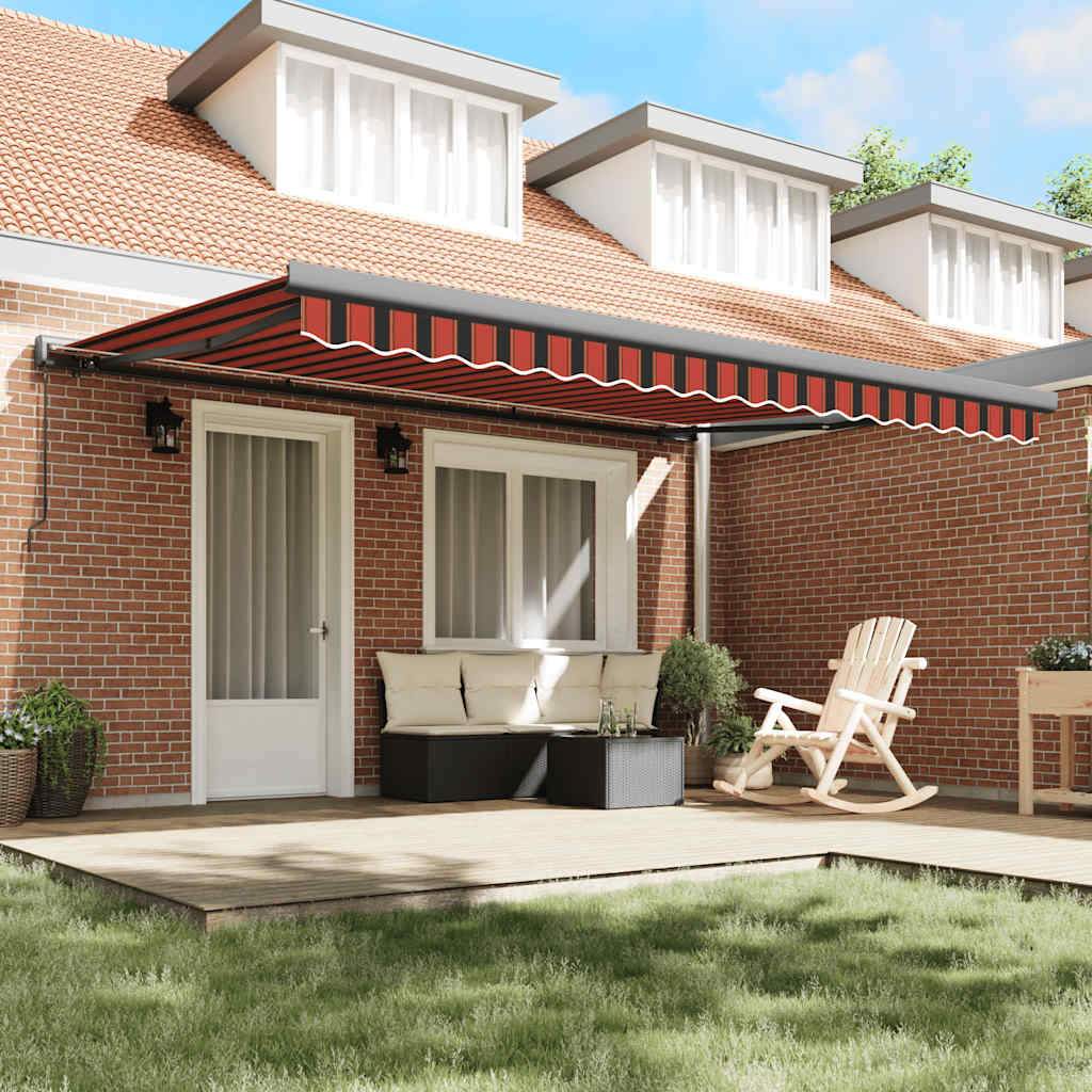 Luifel uittrekbaar 4,5x3 m stof en aluminium oranje en bruin is nu te koop bij PeponiXL, paradijselijk wonen!