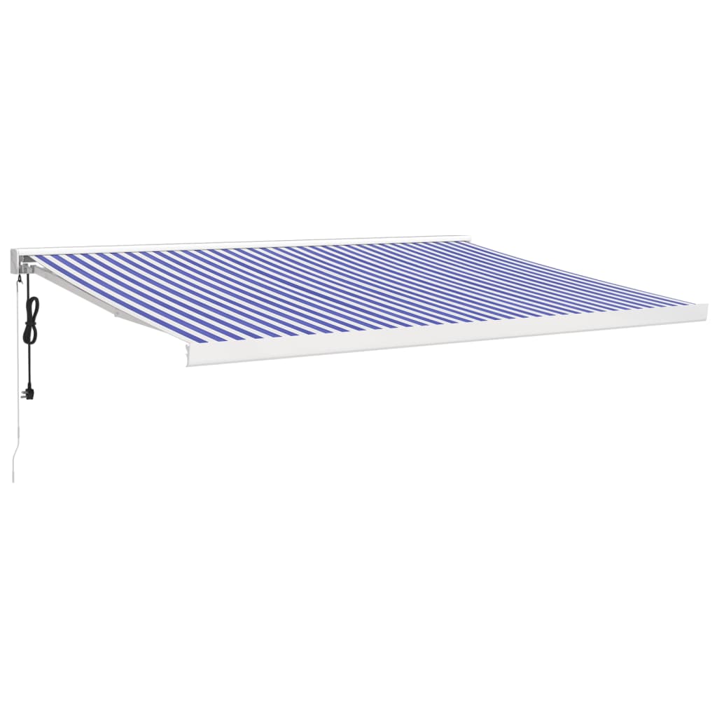 Luifel uittrekbaar 4x3 m stof en aluminium blauw en wit is nu te koop bij PeponiXL, paradijselijk wonen!