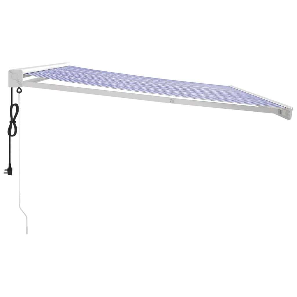 Luifel uittrekbaar 4x3 m stof en aluminium blauw en wit is nu te koop bij PeponiXL, paradijselijk wonen!