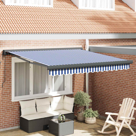 Luifel uittrekbaar 3x2,5 m stof en aluminium blauw en wit is nu te koop bij PeponiXL, paradijselijk wonen!
