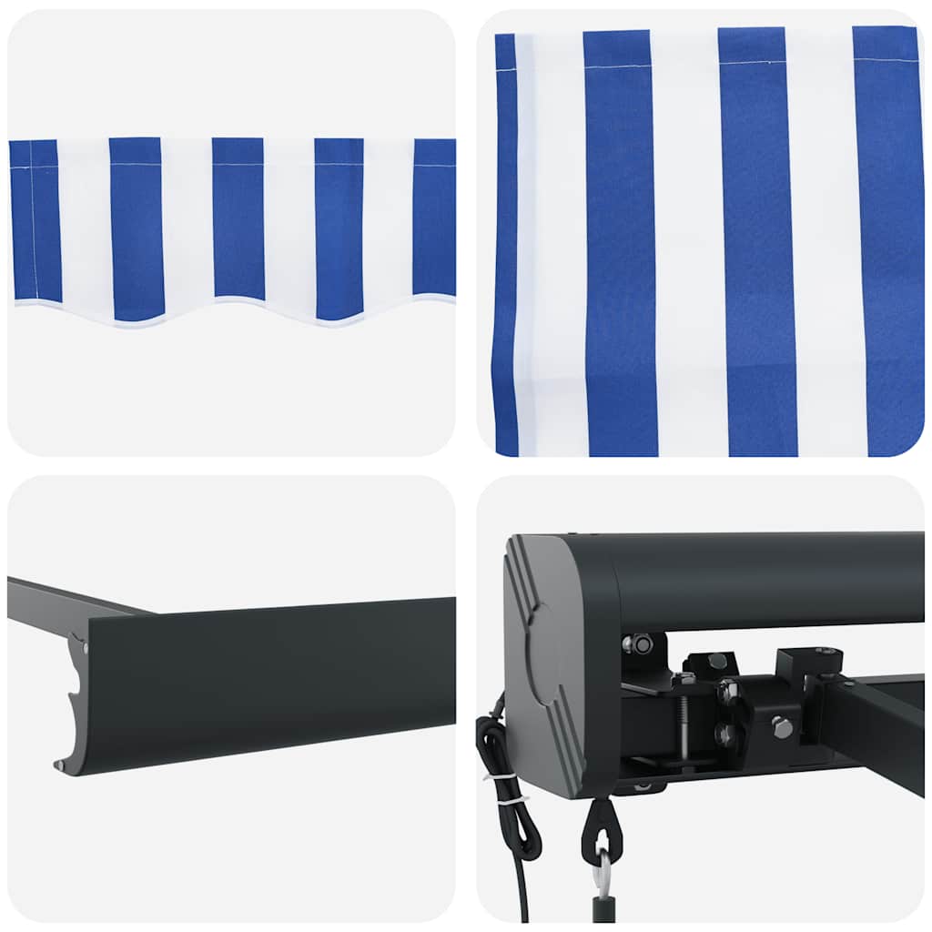 Luifel uittrekbaar 4x3 m stof en aluminium blauw en wit is nu te koop bij PeponiXL, paradijselijk wonen!