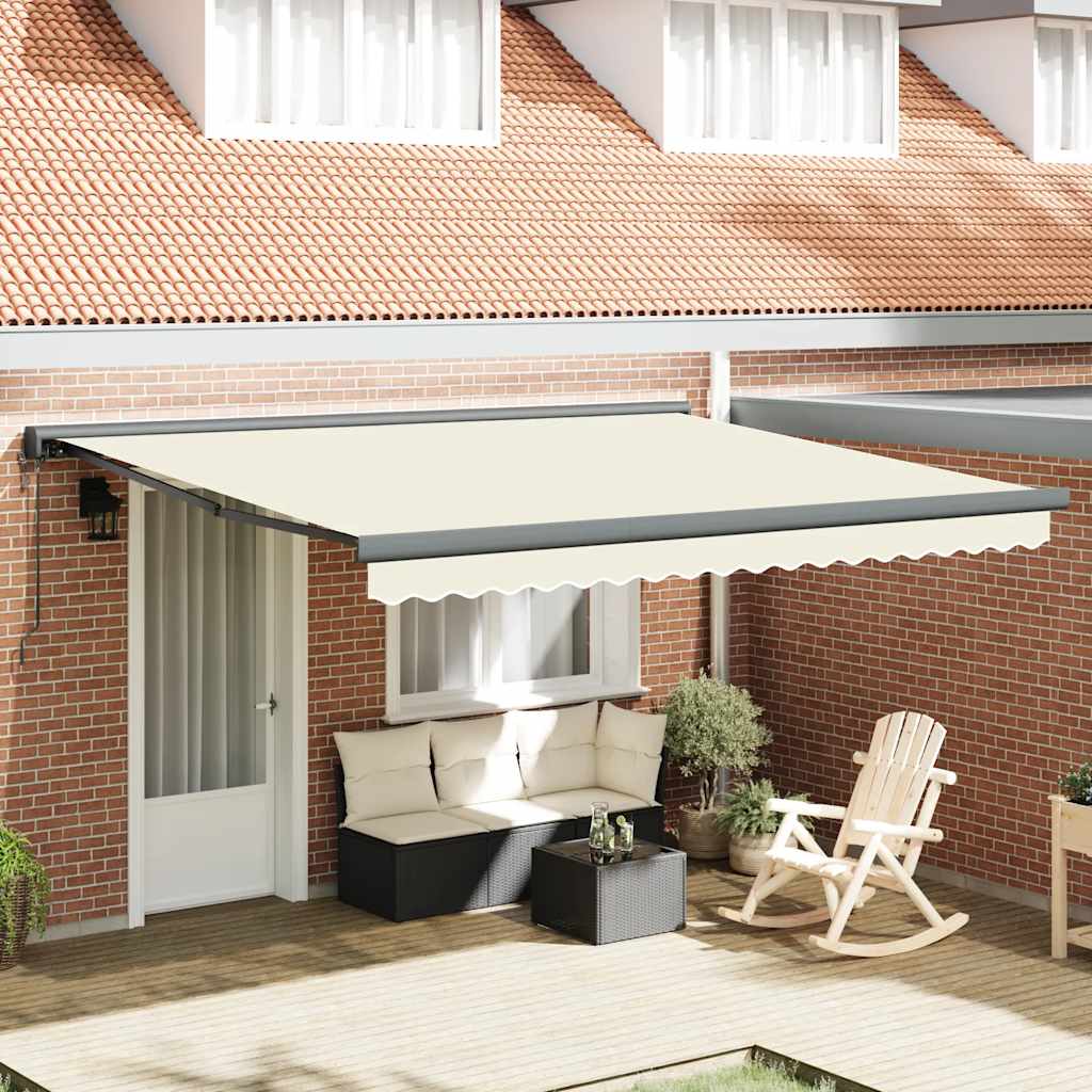 Luifel uittrekbaar 4x3 m stof en aluminium crèmekleurig is nu te koop bij PeponiXL, paradijselijk wonen!