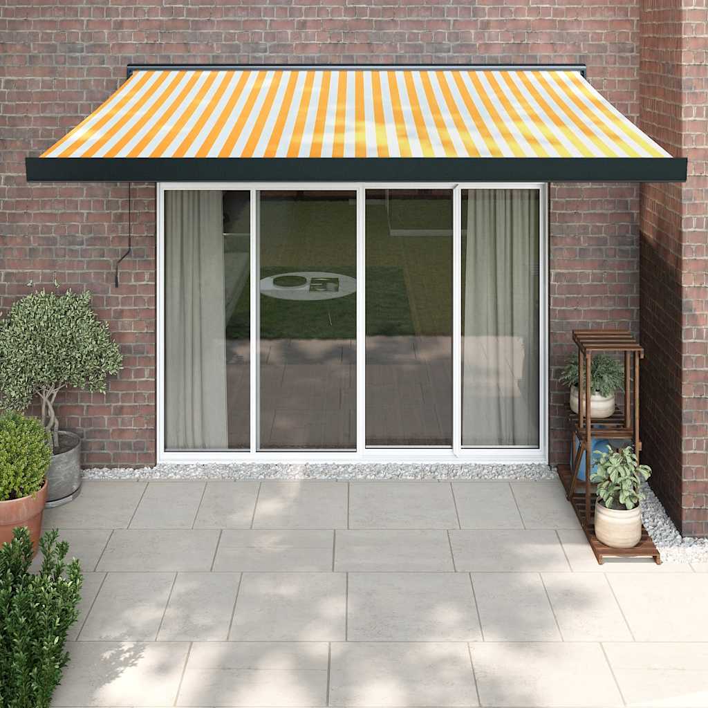 Luifel uittrekbaar 3,5x2,5 m stof en aluminium geel en wit is nu te koop bij PeponiXL, paradijselijk wonen!