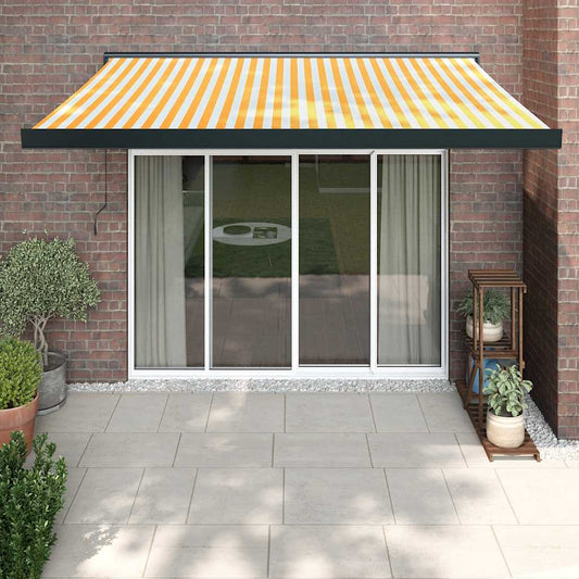 Luifel uittrekbaar 3,5x2,5 m stof en aluminium geel en wit is nu te koop bij PeponiXL, paradijselijk wonen!
