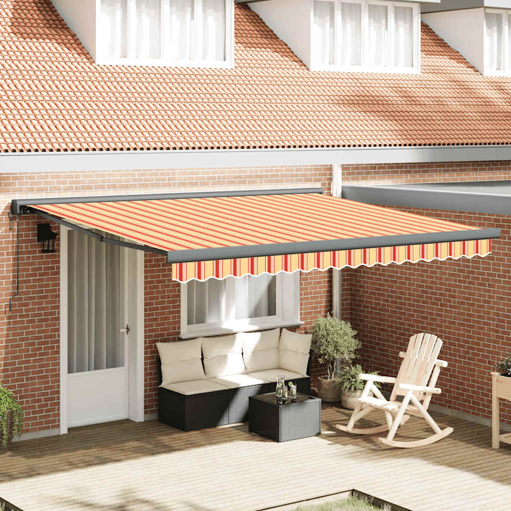 Luifel uittrekbaar 4,5x3 m stof en aluminium geel en wit is nu te koop bij PeponiXL, paradijselijk wonen!