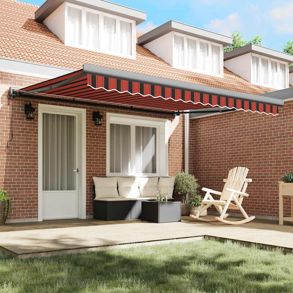 Luifel uittrekbaar 4x3 m stof en aluminium oranje en bruin is nu te koop bij PeponiXL, paradijselijk wonen!