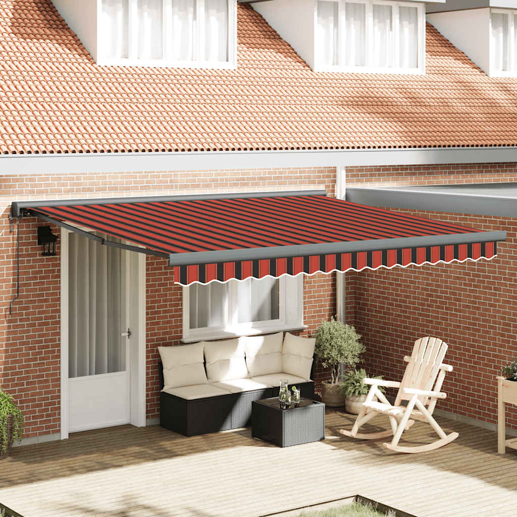 Luifel uittrekbaar 4x3 m stof en aluminium oranje en bruin is nu te koop bij PeponiXL, paradijselijk wonen!