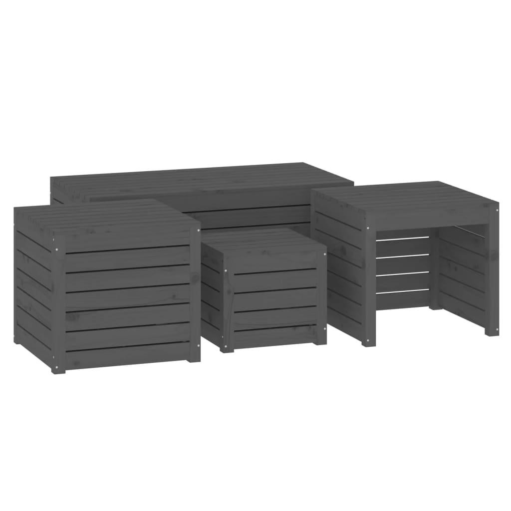 4-delige Tuinboxset massief grenenhout grijs is nu te koop bij PeponiXL, paradijselijk wonen!