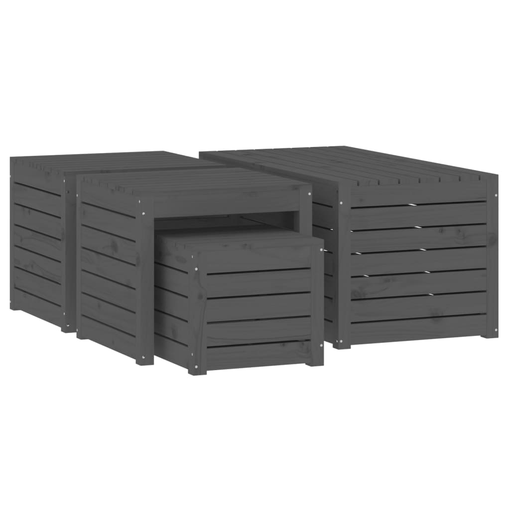 4-delige Tuinboxset massief grenenhout grijs is nu te koop bij PeponiXL, paradijselijk wonen!
