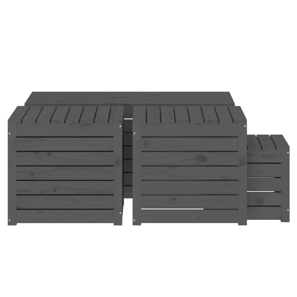 4-delige Tuinboxset massief grenenhout grijs is nu te koop bij PeponiXL, paradijselijk wonen!