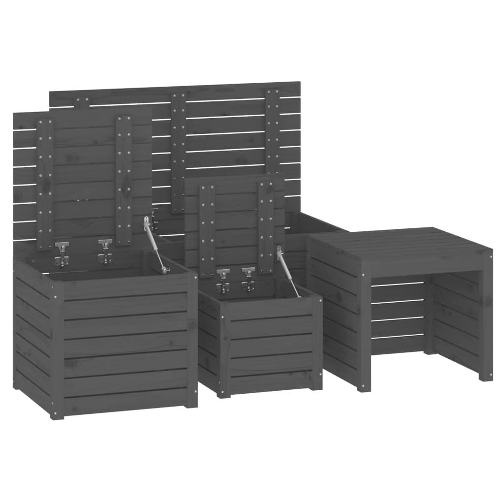 4-delige Tuinboxset massief grenenhout grijs is nu te koop bij PeponiXL, paradijselijk wonen!
