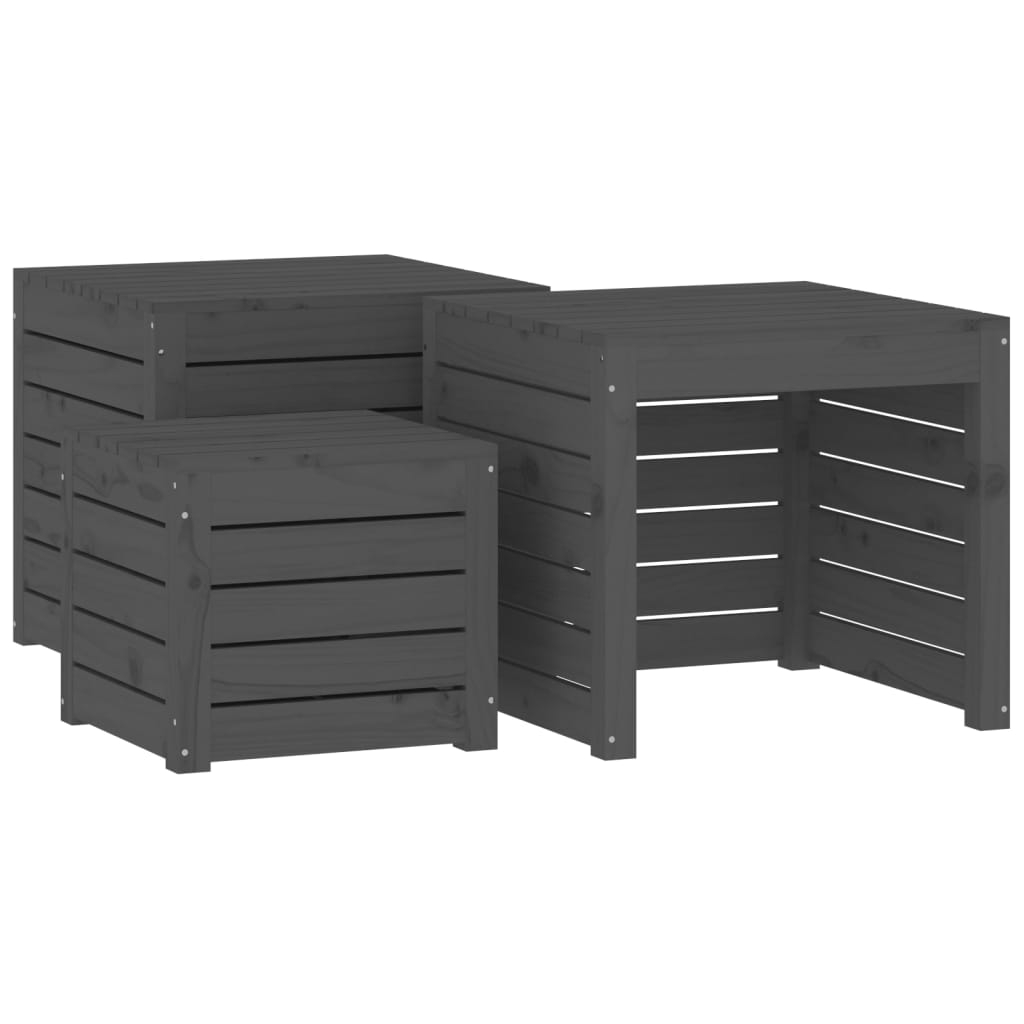 4-delige Tuinboxset massief grenenhout grijs is nu te koop bij PeponiXL, paradijselijk wonen!