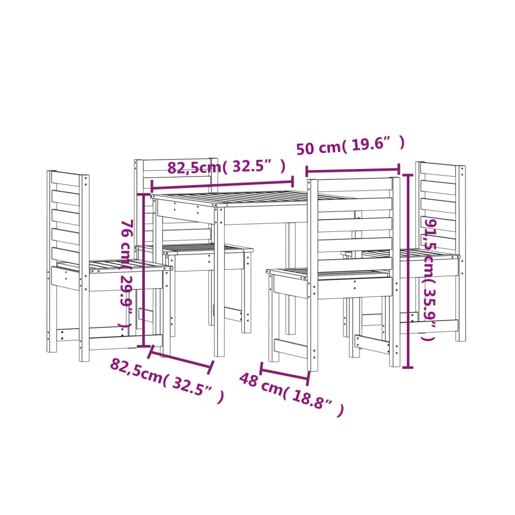 5-delige Tuinset massief grenenhout is nu te koop bij PeponiXL, paradijselijk wonen!