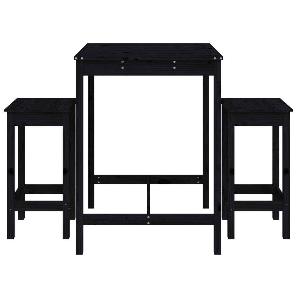 3-delige Tuinbarset massief grenenhout zwart is nu te koop bij PeponiXL, paradijselijk wonen!