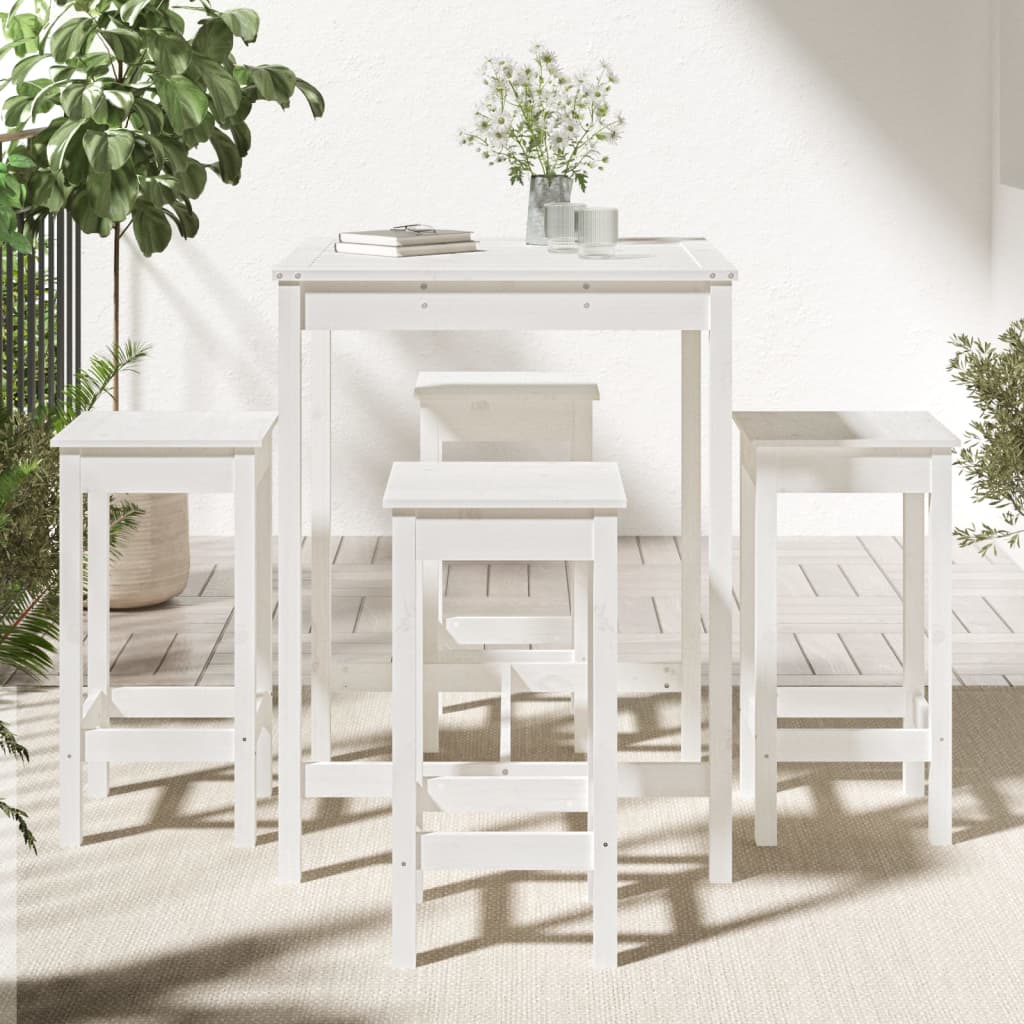 5-delige Tuinbarset massief grenenhout wit is nu te koop bij PeponiXL, paradijselijk wonen!