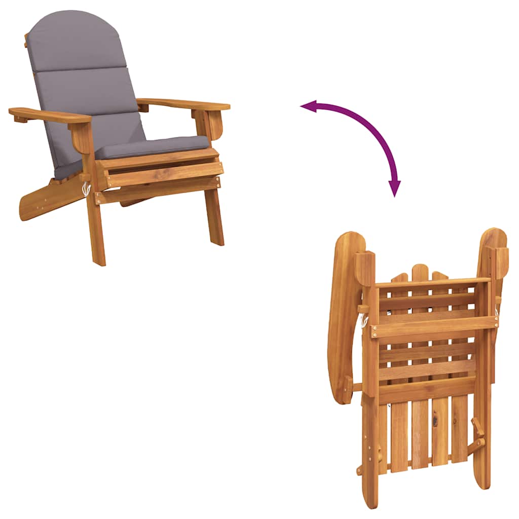 Tuinstoel Adirondack met kussens massief acaciahout is nu te koop bij PeponiXL, paradijselijk wonen!