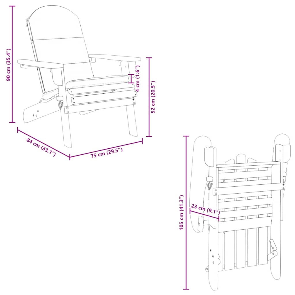Tuinstoel Adirondack met kussens massief acaciahout is nu te koop bij PeponiXL, paradijselijk wonen!