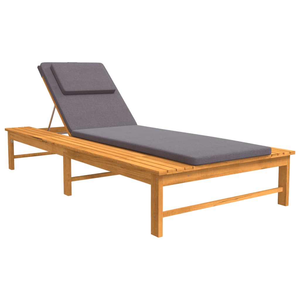 Ligbed met donkergrijs lig- en hoofdkussen massief acaciahout is nu te koop bij PeponiXL, paradijselijk wonen!