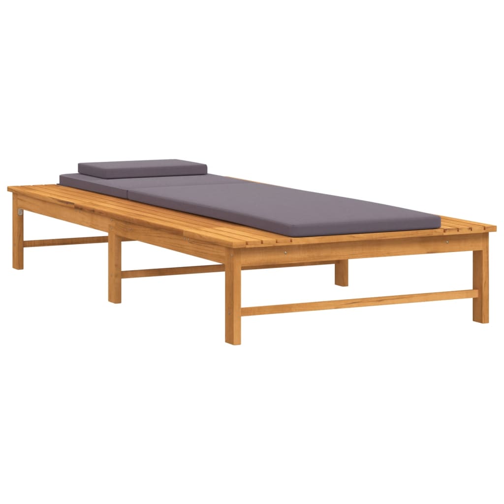 Ligbed met donkergrijs lig- en hoofdkussen massief acaciahout is nu te koop bij PeponiXL, paradijselijk wonen!