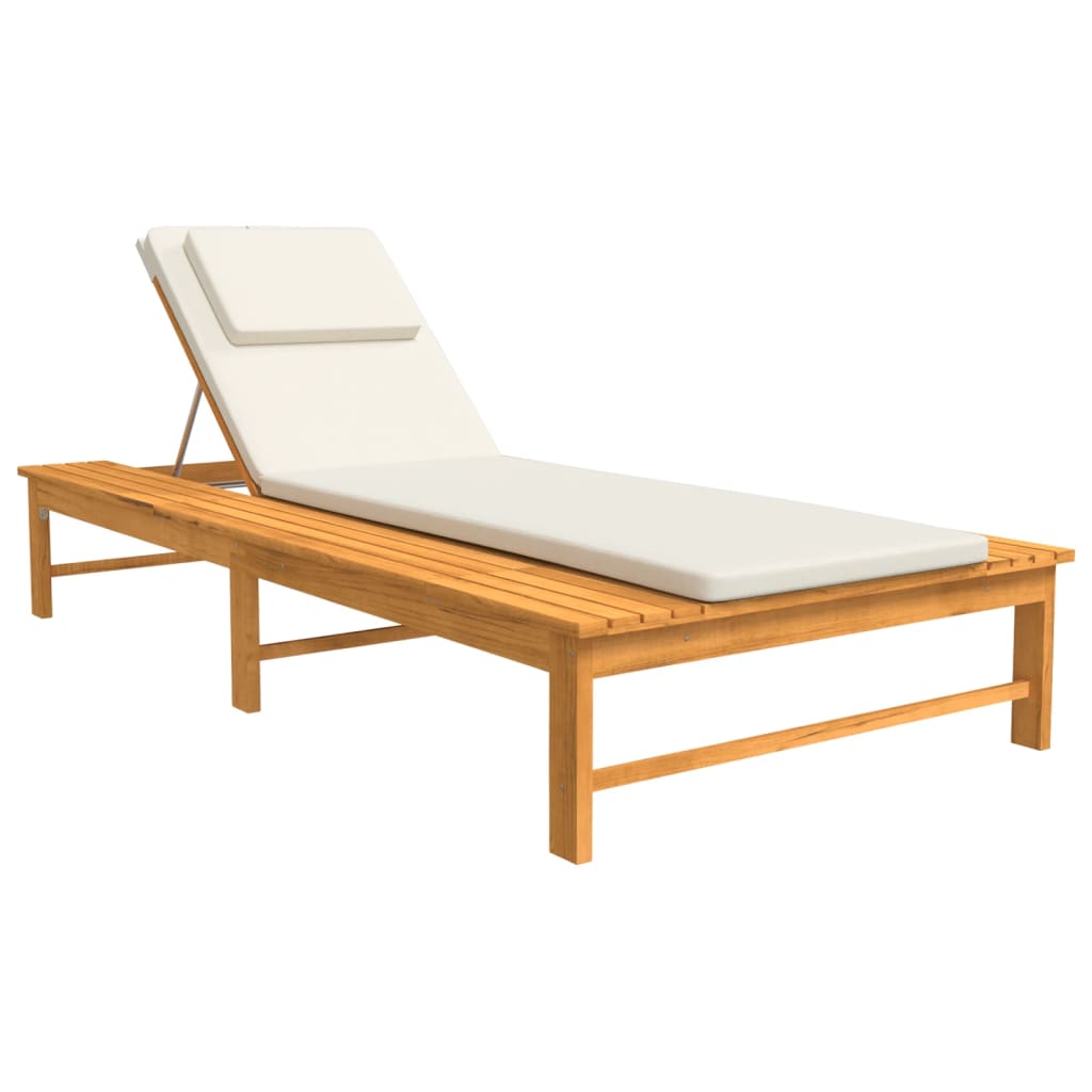 Ligbed met crèmekleurig lig- en hoofdkussen massief acaciahout is nu te koop bij PeponiXL, paradijselijk wonen!