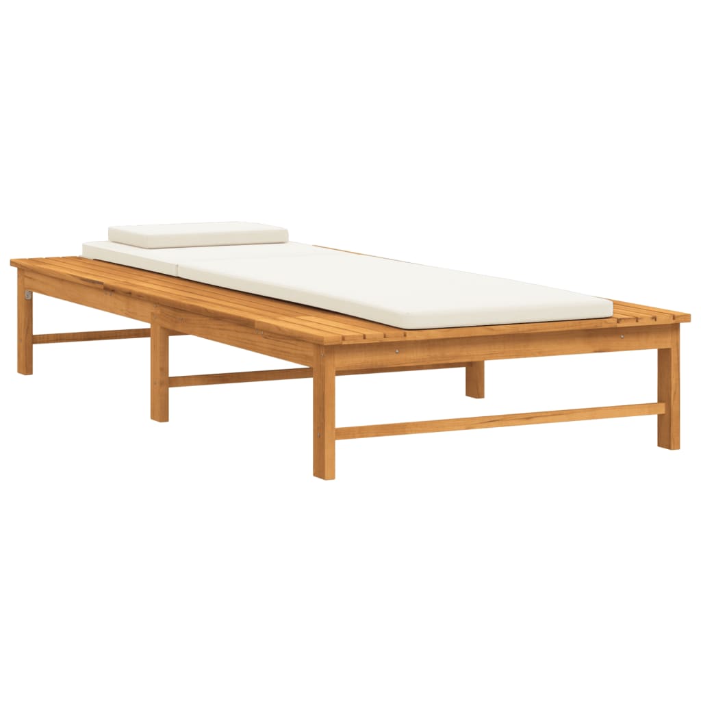 Ligbed met crèmekleurig lig- en hoofdkussen massief acaciahout is nu te koop bij PeponiXL, paradijselijk wonen!