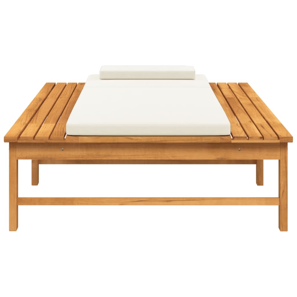 Ligbed met crèmekleurig lig- en hoofdkussen massief acaciahout is nu te koop bij PeponiXL, paradijselijk wonen!