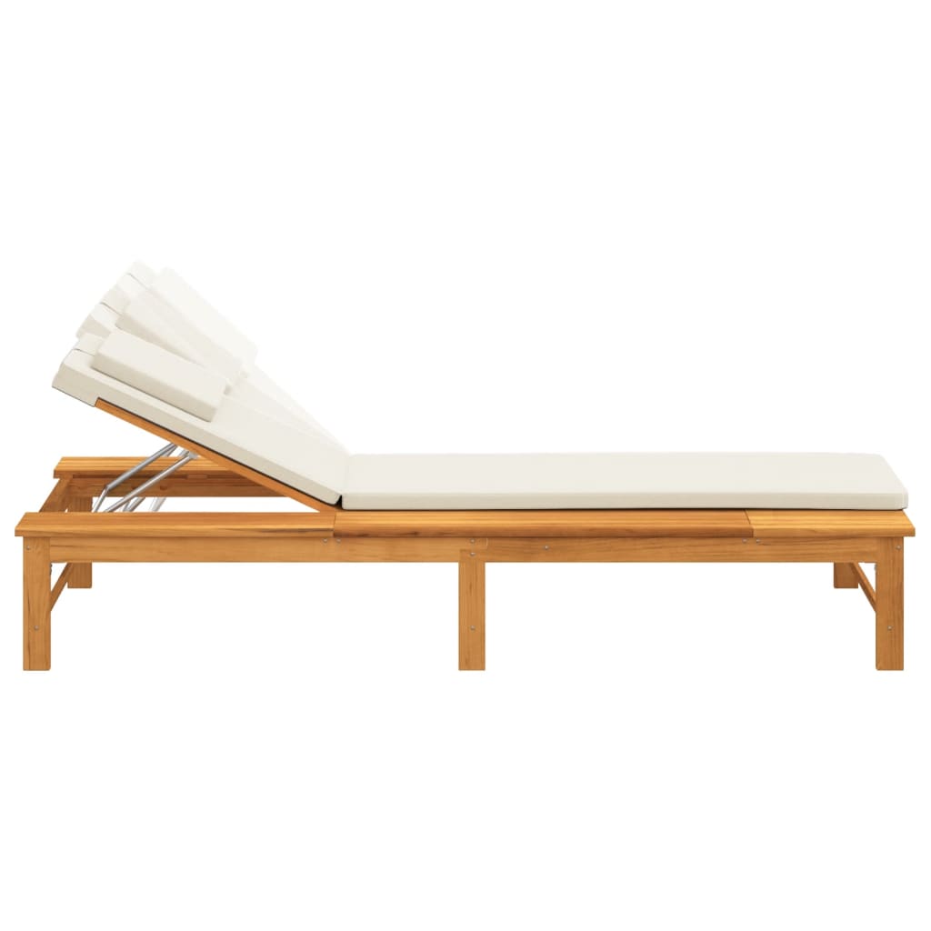 Ligbed met crèmekleurig lig- en hoofdkussen massief acaciahout is nu te koop bij PeponiXL, paradijselijk wonen!