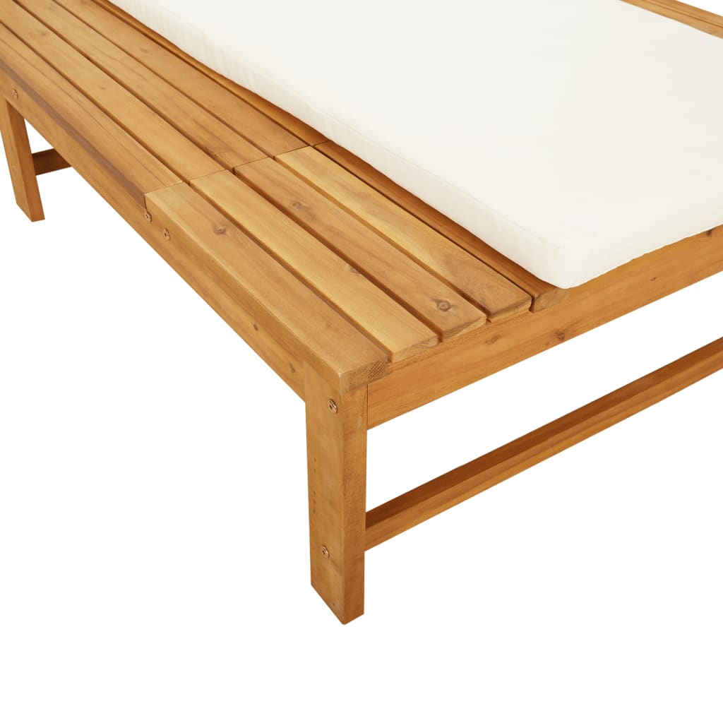 Ligbed met crèmekleurig lig- en hoofdkussen massief acaciahout is nu te koop bij PeponiXL, paradijselijk wonen!