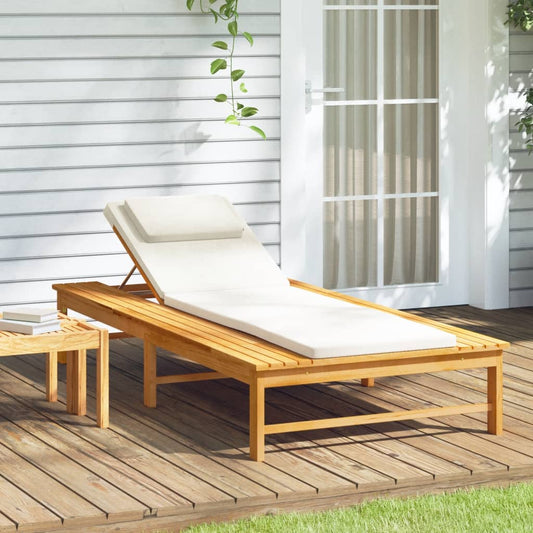 Ligbed met crèmekleurig lig- en hoofdkussen massief acaciahout is nu te koop bij PeponiXL, paradijselijk wonen!