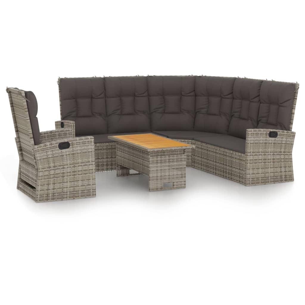 3-delige Loungeset met kussens poly rattan grijs is nu te koop bij PeponiXL, paradijselijk wonen!