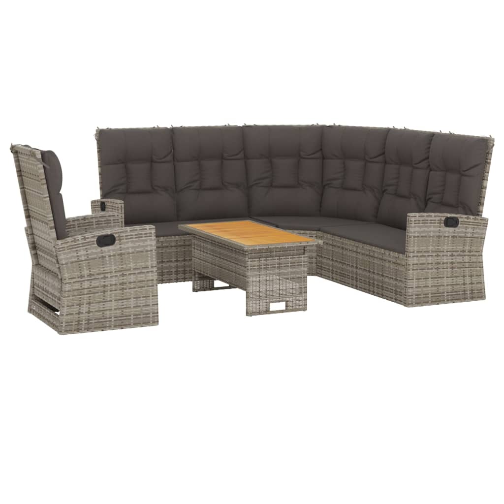 3-delige Loungeset met kussens poly rattan grijs is nu te koop bij PeponiXL, paradijselijk wonen!