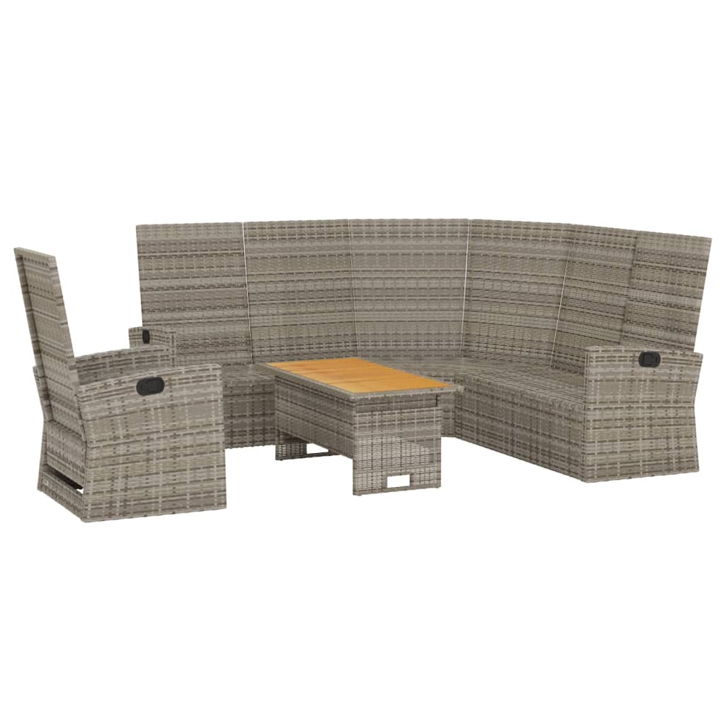 3-delige Loungeset met kussens poly rattan grijs is nu te koop bij PeponiXL, paradijselijk wonen!