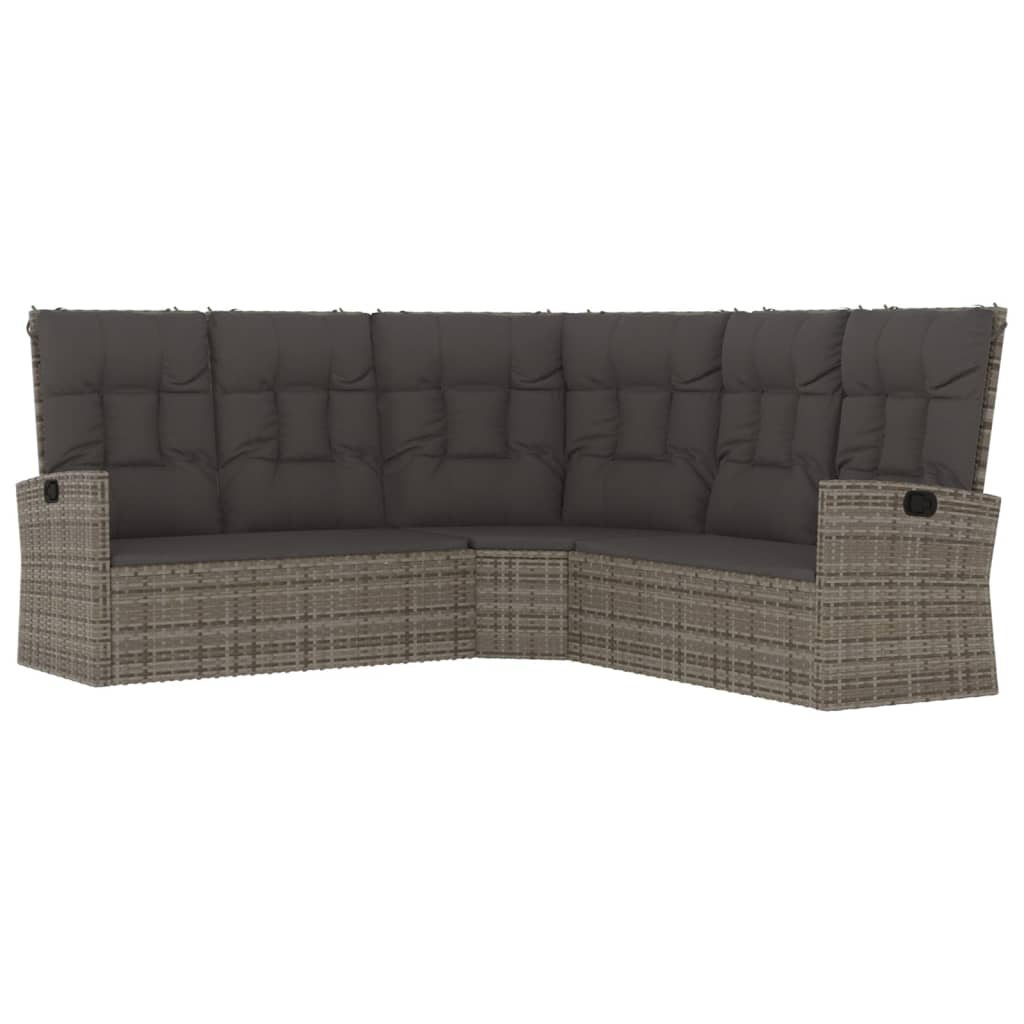 3-delige Loungeset met kussens poly rattan grijs is nu te koop bij PeponiXL, paradijselijk wonen!