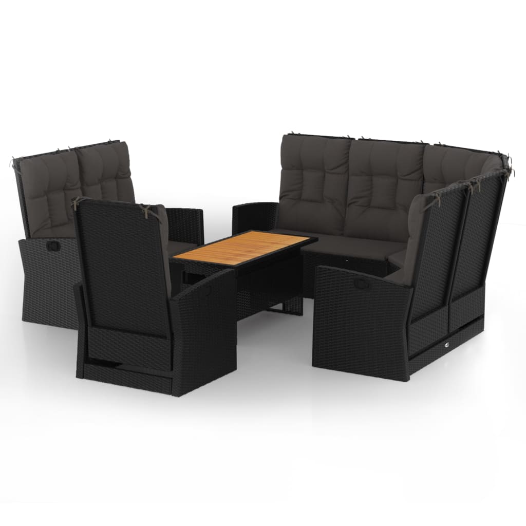 4-delige Loungeset met kussens poly rattan zwart is nu te koop bij PeponiXL, paradijselijk wonen!