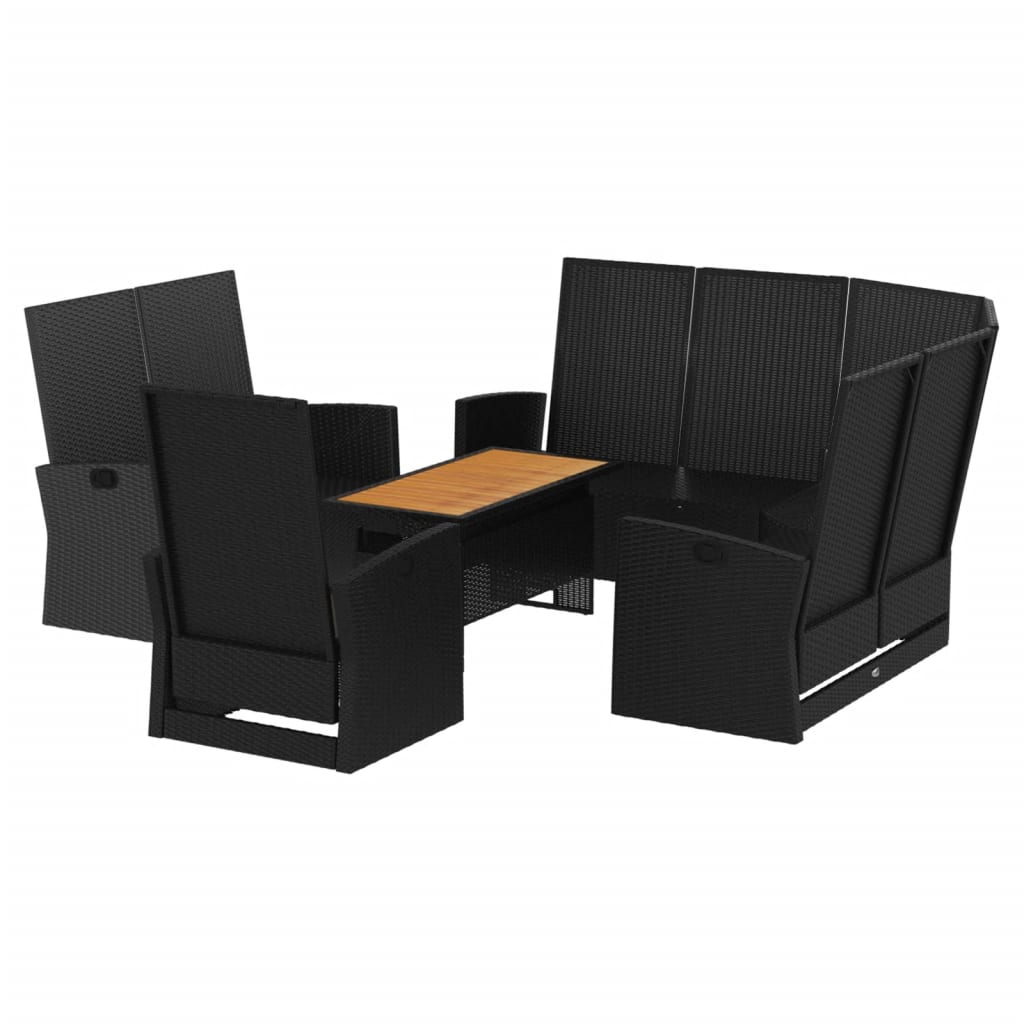 4-delige Loungeset met kussens poly rattan zwart is nu te koop bij PeponiXL, paradijselijk wonen!