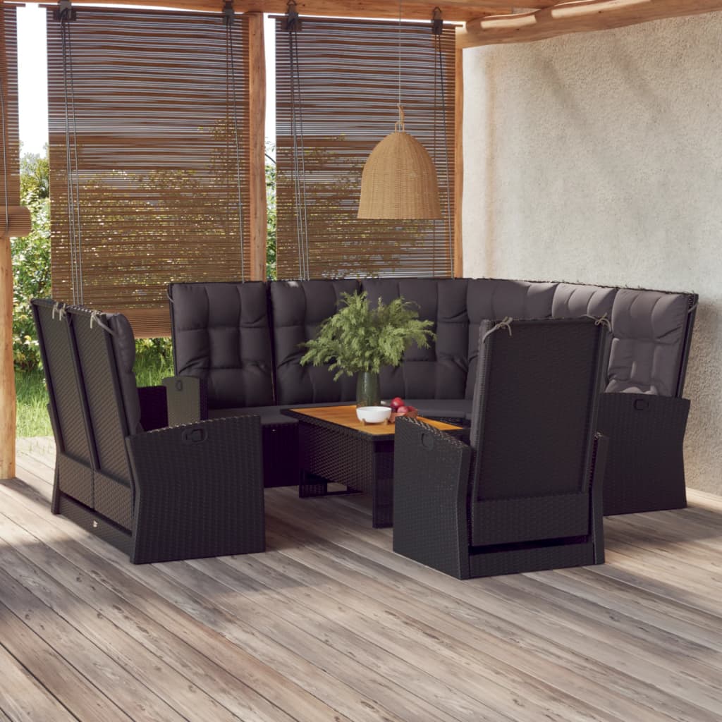 4-delige Loungeset met kussens poly rattan zwart is nu te koop bij PeponiXL, paradijselijk wonen!