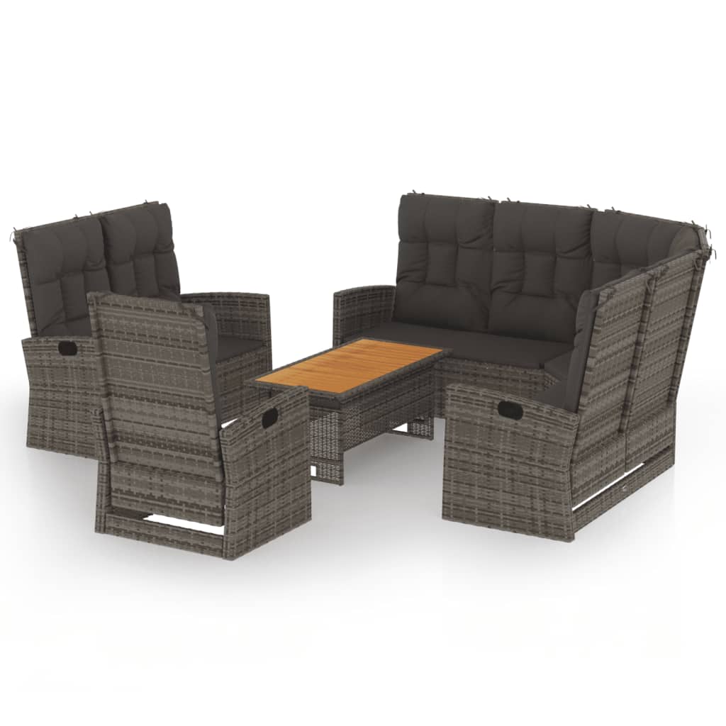 4-delige Loungeset met kussens poly rattan grijs is nu te koop bij PeponiXL, paradijselijk wonen!