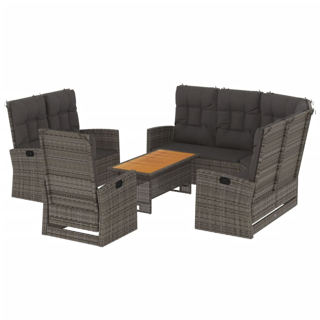 4-delige Loungeset met kussens poly rattan grijs is nu te koop bij PeponiXL, paradijselijk wonen!