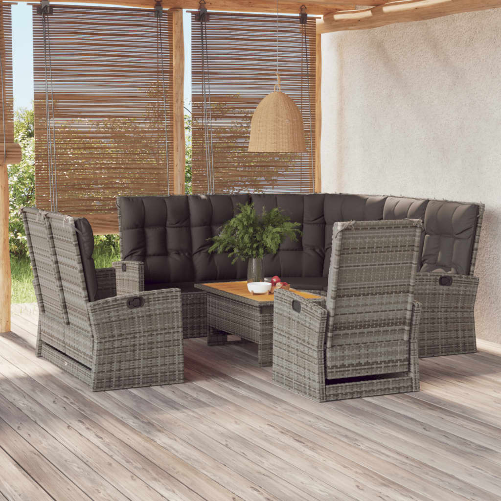 4-delige Loungeset met kussens poly rattan grijs is nu te koop bij PeponiXL, paradijselijk wonen!