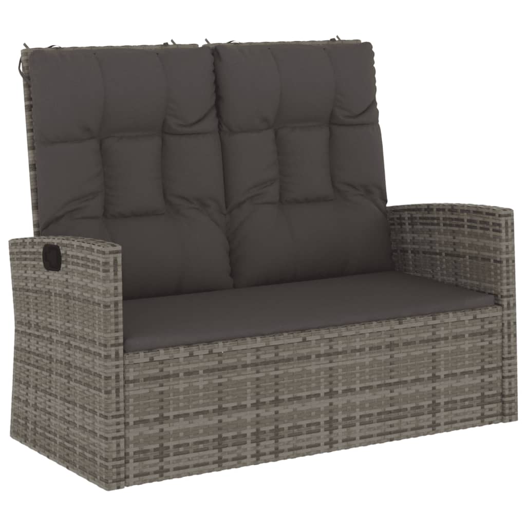 Tuinbank verstelbaar met kussens 118 cm poly rattan grijs is nu te koop bij PeponiXL, paradijselijk wonen!