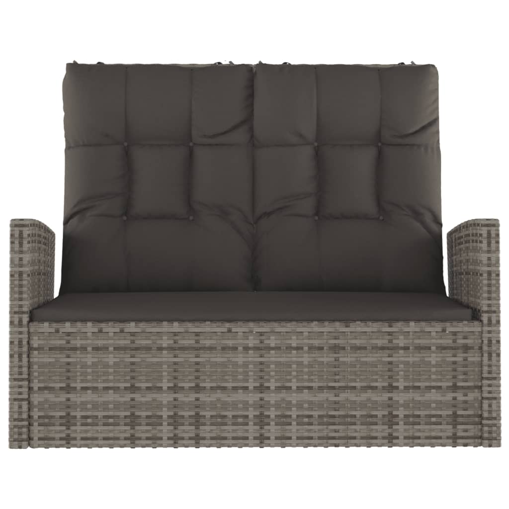 Tuinbank verstelbaar met kussens 118 cm poly rattan grijs is nu te koop bij PeponiXL, paradijselijk wonen!