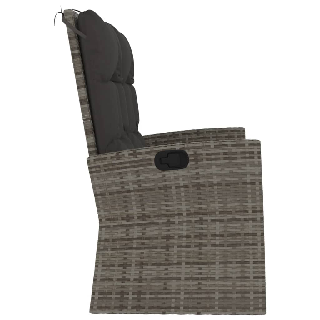 Tuinbank verstelbaar met kussens 118 cm poly rattan grijs is nu te koop bij PeponiXL, paradijselijk wonen!