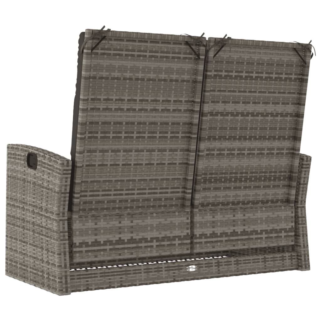 Tuinbank verstelbaar met kussens 118 cm poly rattan grijs is nu te koop bij PeponiXL, paradijselijk wonen!