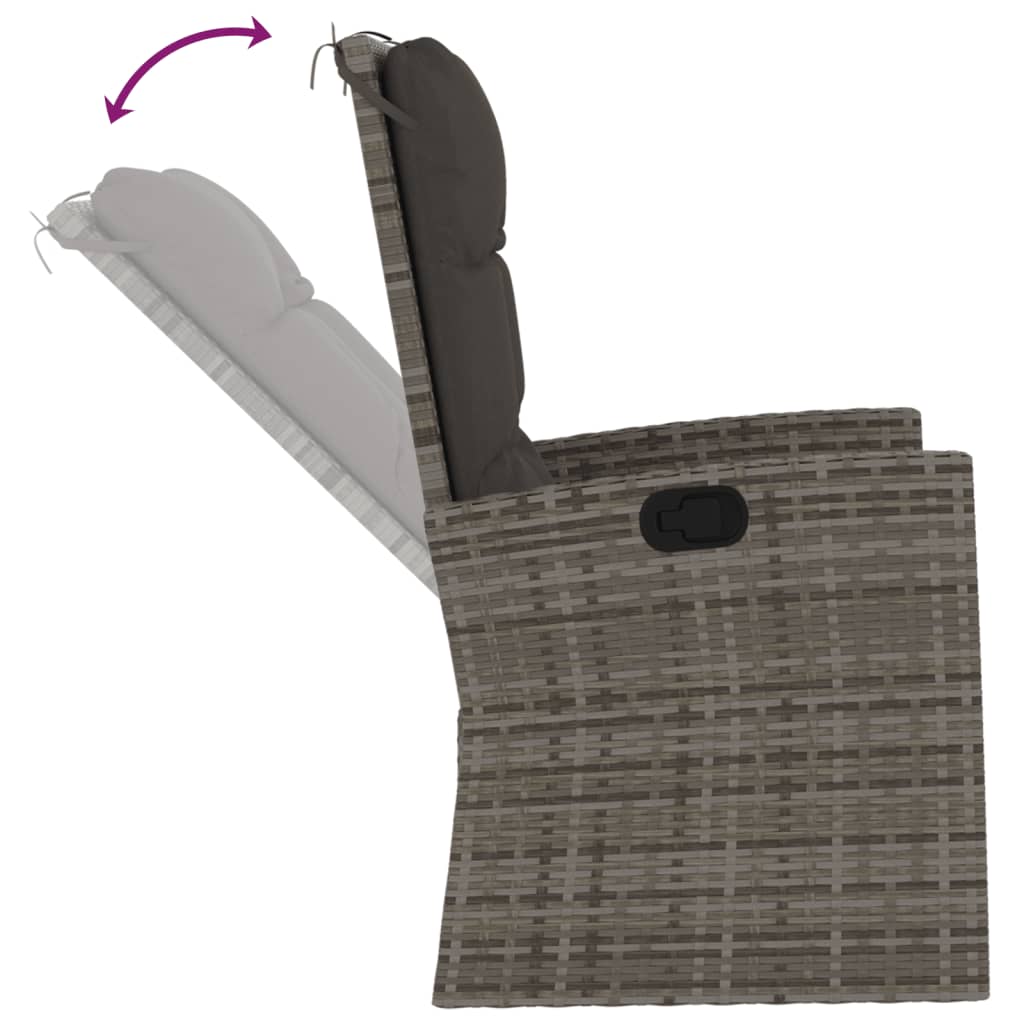 Tuinbank verstelbaar met kussens 118 cm poly rattan grijs is nu te koop bij PeponiXL, paradijselijk wonen!