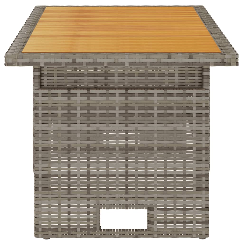 Tuintafel 100x50x43/63 cm acaciahout en poly rattan grijs is nu te koop bij PeponiXL, paradijselijk wonen!