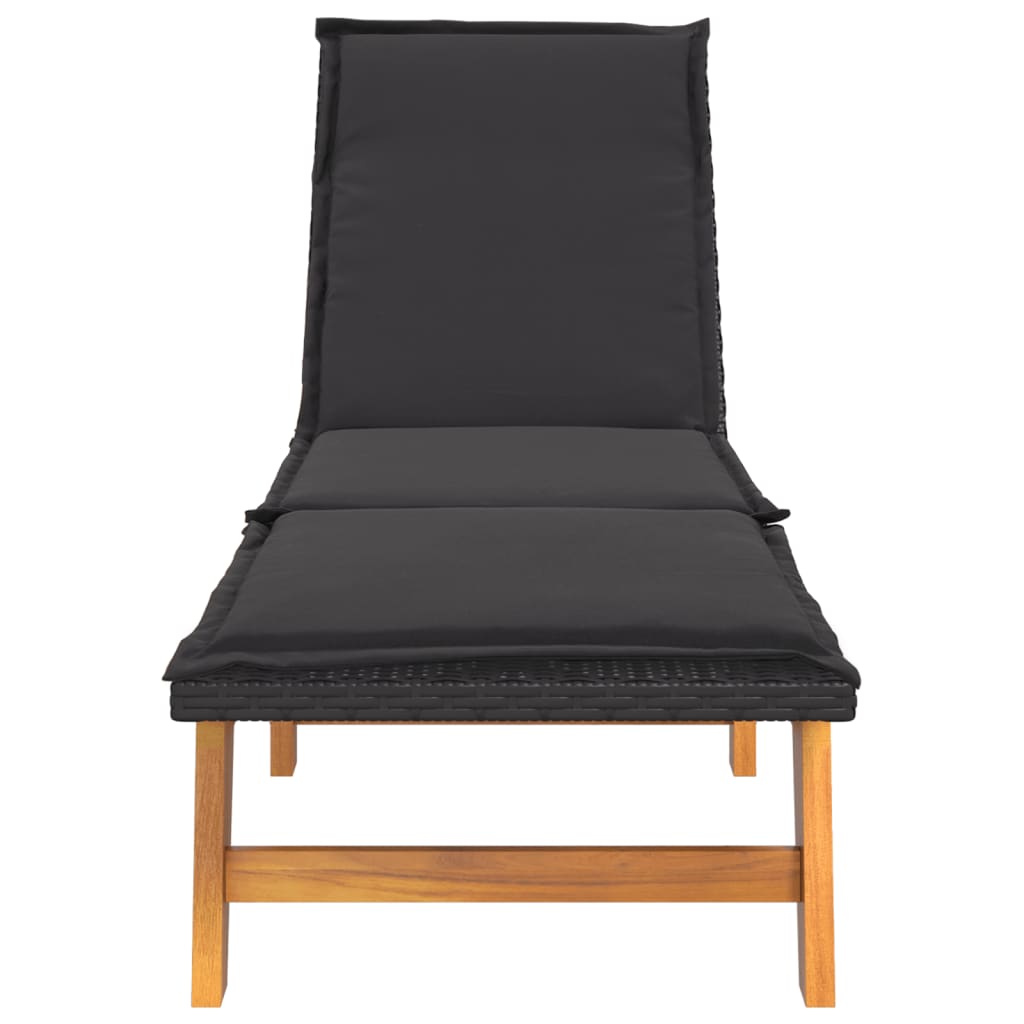 Ligbedden 2 st met kussens poly rattan en massief acaciahout is nu te koop bij PeponiXL, paradijselijk wonen!