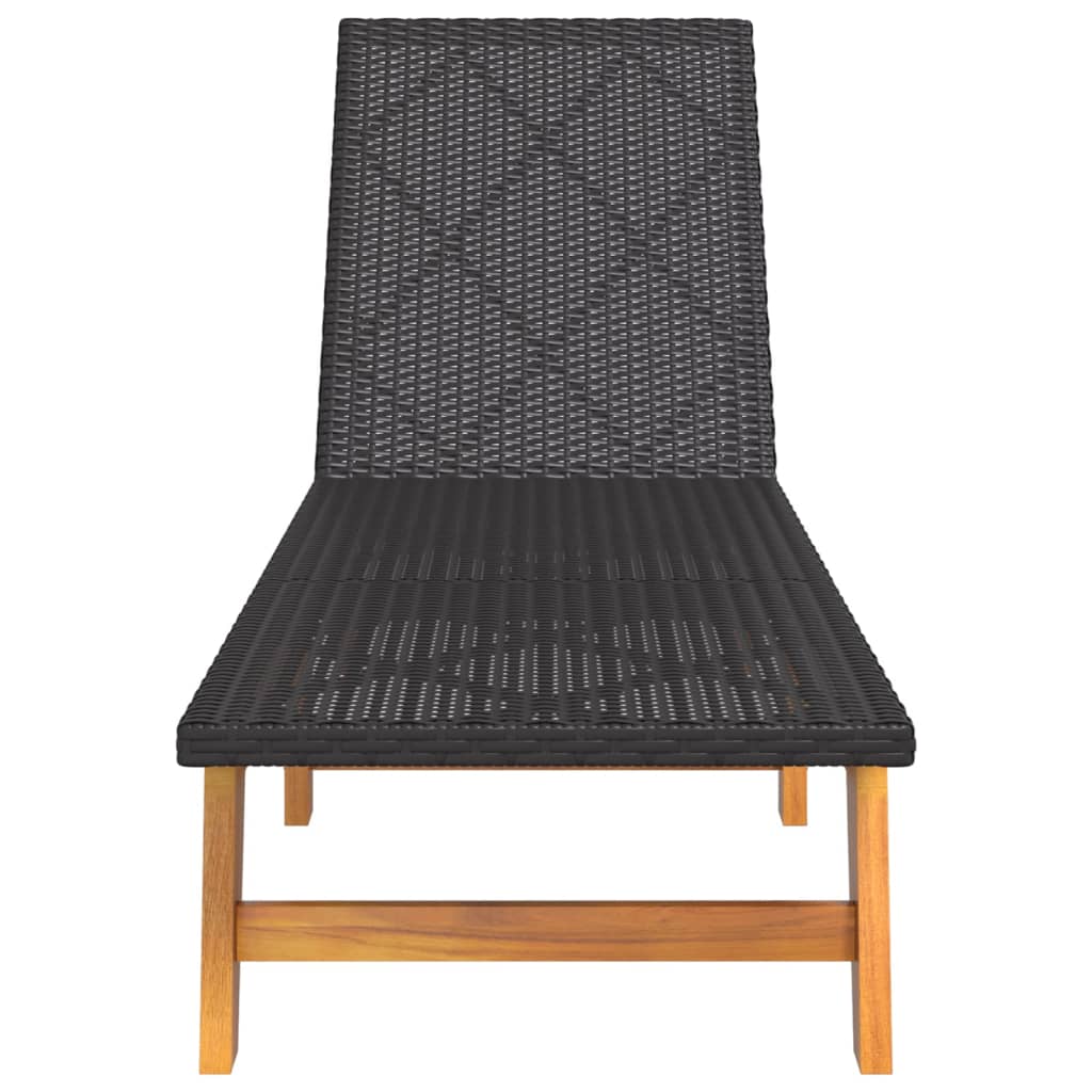 Ligbed poly rattan en massief acaciahout zwart en bruin is nu te koop bij PeponiXL, paradijselijk wonen!