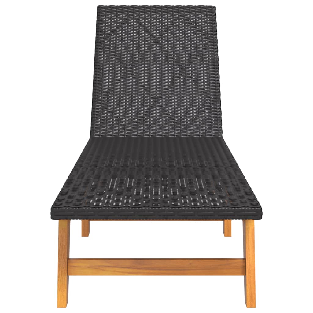 Ligbedden 2 st poly rattan en massief acaciahout zwart en bruin is nu te koop bij PeponiXL, paradijselijk wonen!