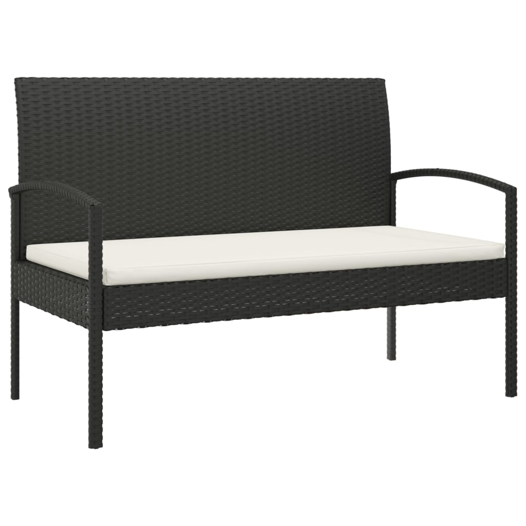 Tuinbank met kussen 105 cm poly rattan zwart is nu te koop bij PeponiXL, paradijselijk wonen!